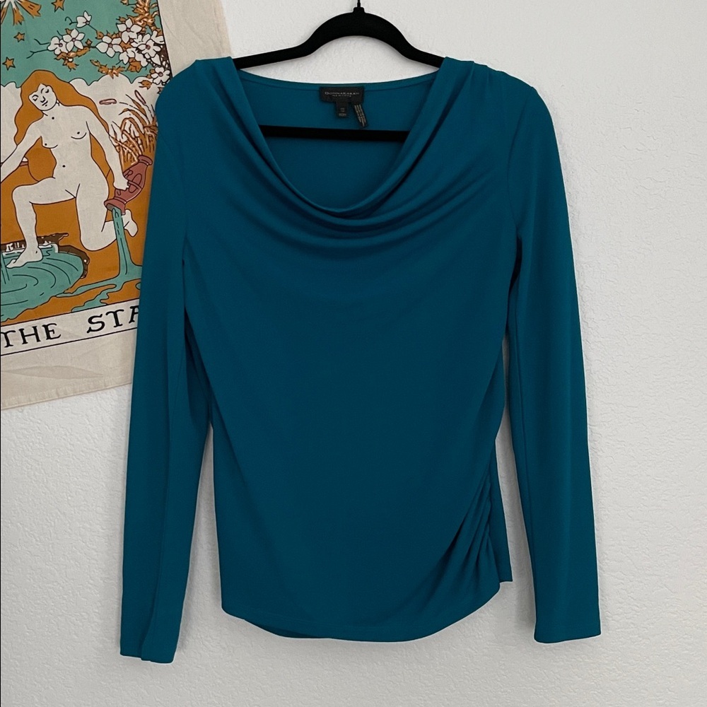 Donna Karan Aqua Cowl Neck Top • Size XS - Picture 2 of 8